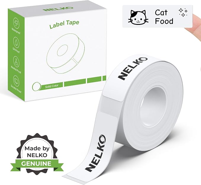 Nelko Genuine P21 Label Maker Tape, Standard Laminated Thermal Label Tape by NELKO