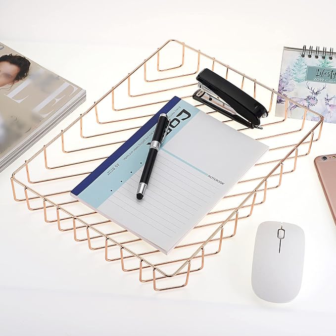 BTSKY Multipurpose A4 File Tray Wire Desk Tray Organizer Elegant Letter Size - Image 4