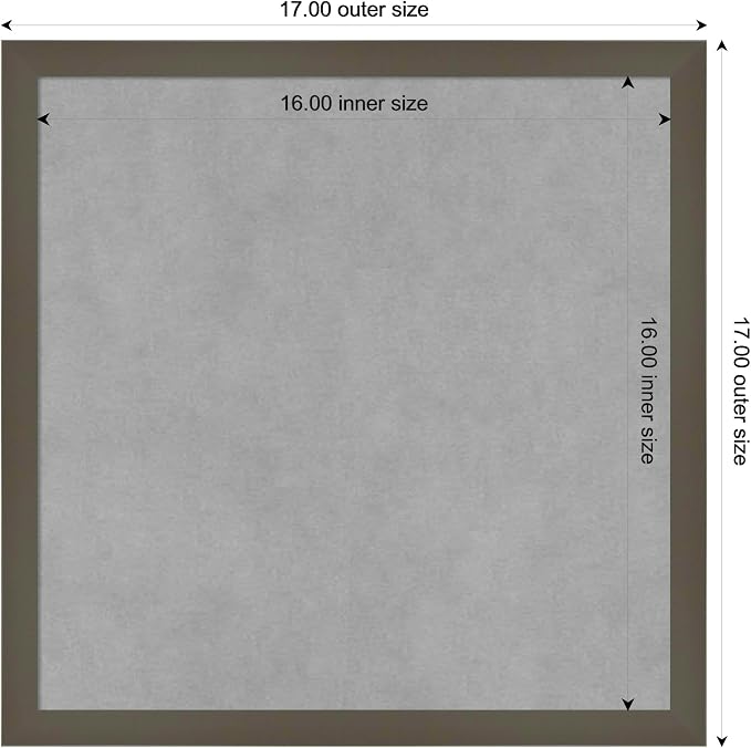 Amanti Art Grey Framed Magnetic Board 17x17 Small Vision Board - Image 3