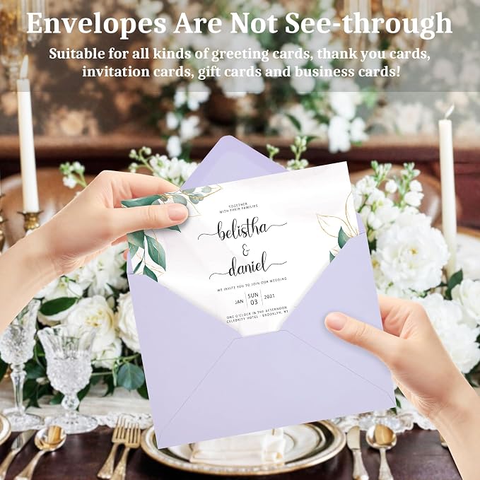 50 Pack A7 Envelopes, Light Purple Greeting Card Envelopes Self Seal, 5.24 x - Image 5