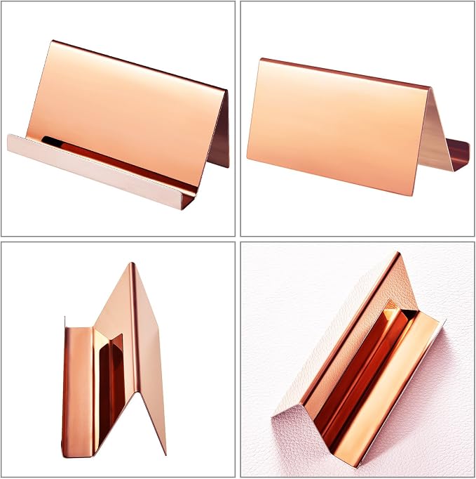 Maxdot 2 Pack Stainless Steel Business Cards Holders Desktop Credit Name Card - Image 2