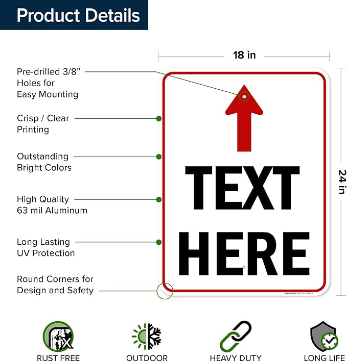 Custom Arrow, Custom Directional Sign, Up Arrow, 18x24 Inches, Rust Free .063 - Image 6