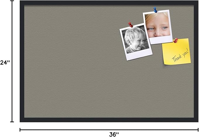 PinPix 36x24 Inch Cork Bulletin Board. This Decorative Framed Pin Board Comes with Pewter Design and a Satin Black Frame. Ideal for Home Office Decor or Message Board (PinPix-1812)-DeskLoop Office