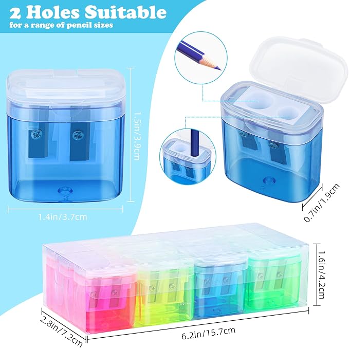 24 Pieces Pencil Sharpeners Manual Dual Holes Pencil Sharpener - Image 2