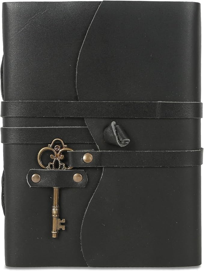 Leather Journal with Deckle Edge Paper 8x6 inch and Vintage Key | Handmade by KomalsPassionLeather