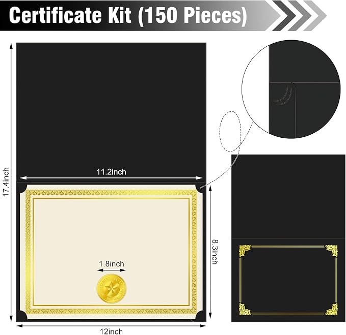 150 Pcs Certificate Kit Include 50 Certificates Holders 50 Certificate Paper 50 - Image 2