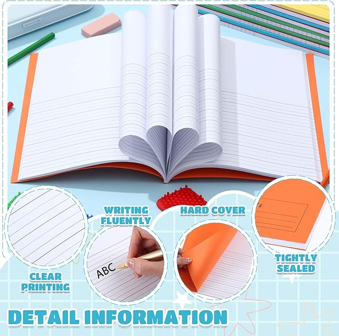 Henoyso 24 Pcs 120 Pages Primary Composition Notebooks K-2 9 3/4 x 7 1/2 Inch Journals Primary Journals Blank Books for Kids to Write Stories Kindergarten (Colorful)-DeskLoop Office