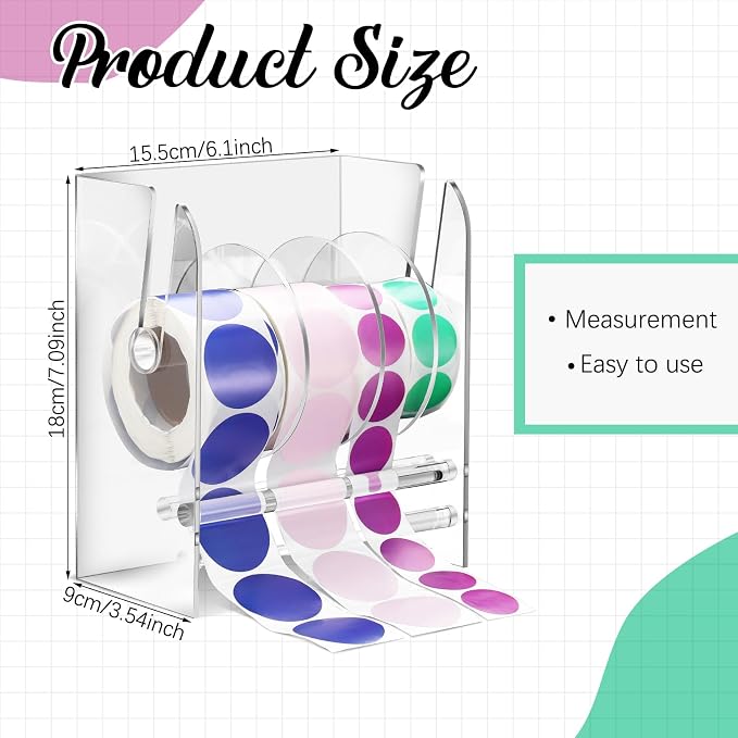Qilery Adjustable Label Dispenser Acrylic Roll Sticker Dispenser Sticker Holder - Image 2