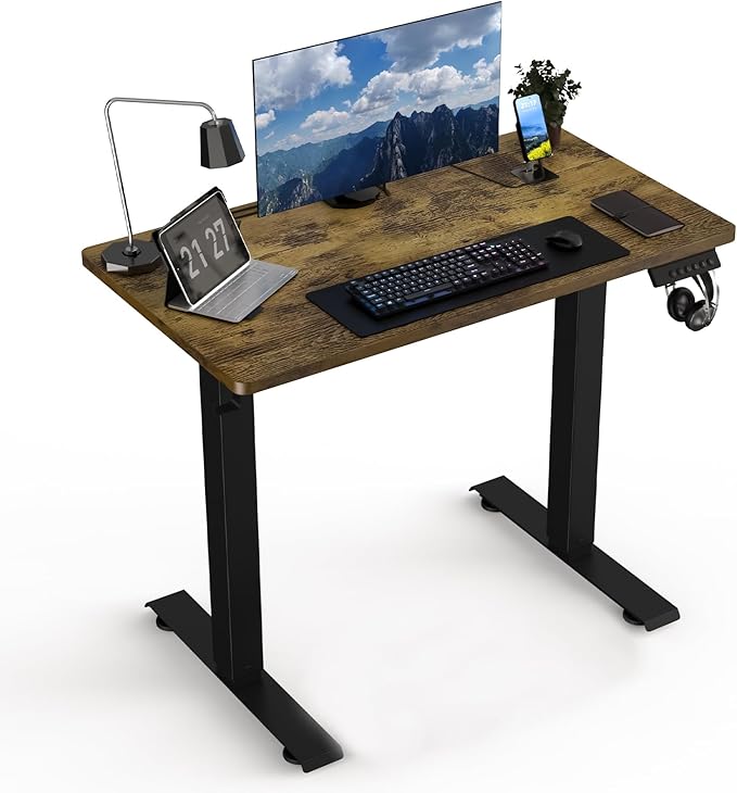 35 * 20 Electric Standing Desk, Adjustable Height Sit Stand Up Desk, Motorized Home Office Computer Gaming Workstation Desk-DeskLoop Office
