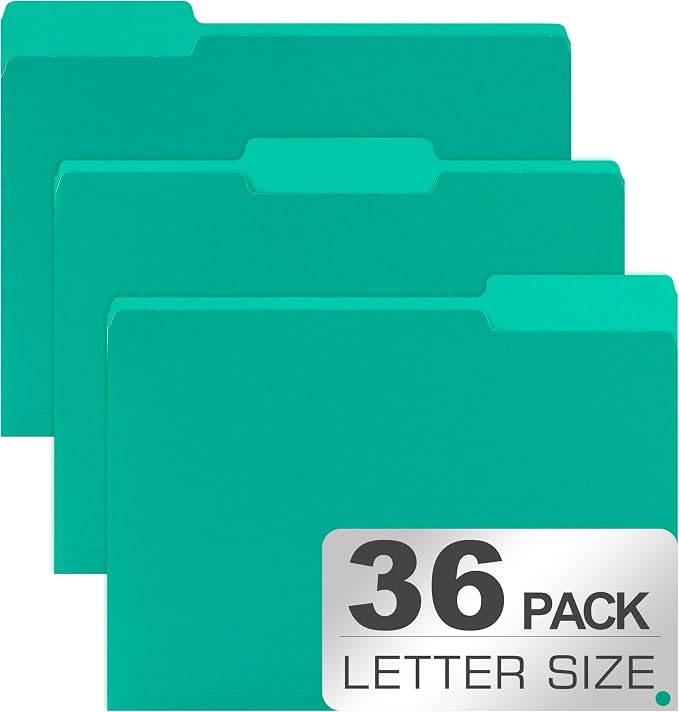 36 Packs Colored File Folders, 1/3 Cut Tabs File Folder, Bright Green File by Unknown