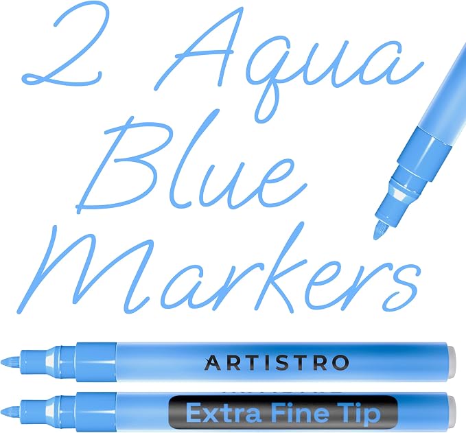 ARTISTRO 2 Light Blue Acrylic Paint Markers by ARTISTRO