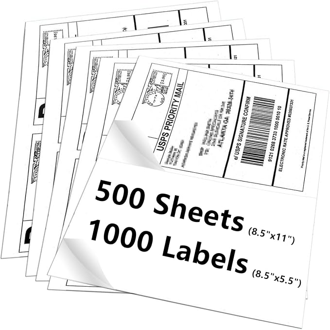 9527 Product 8.5" x 5.5" Half Sheet Self Adhesive Shipping Labels by 9527+Product