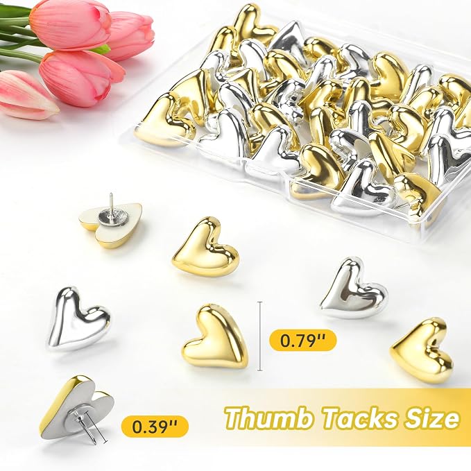 36 Pieces Decorative Heart Push Pin, Push Pins Cute - Image 2