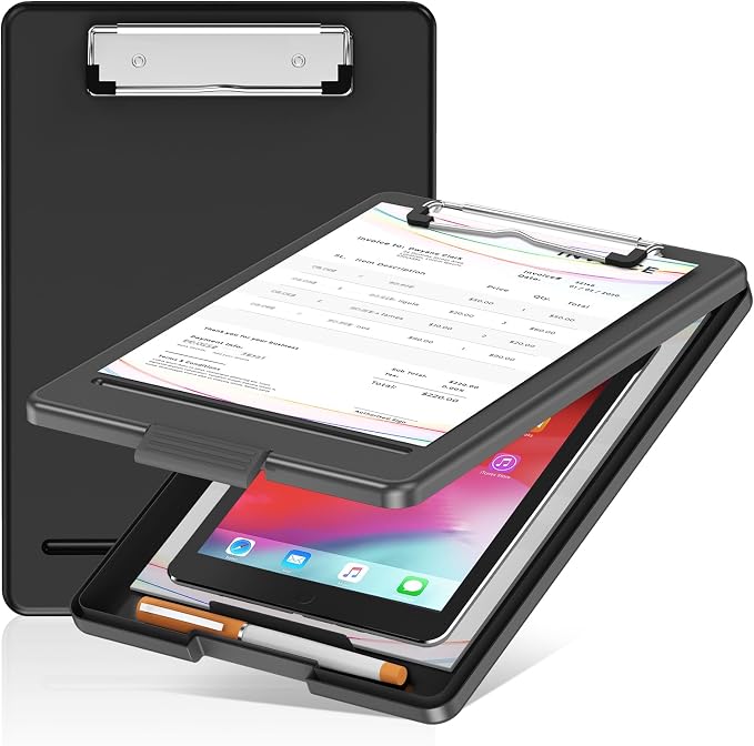 Clipboard with Storage, Plastic Storage Nursing Slim Clipboard with Low Profile by Sunnyclip