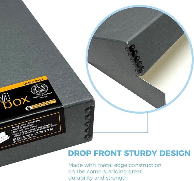 Lineco Museum Archival Storage Box, 9.75x12.75x3 in. Drop Front Design. - Image 5