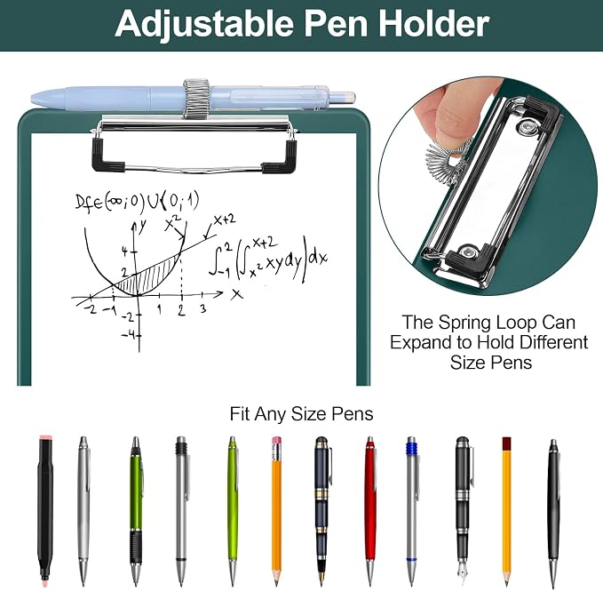 Meiikun Small Clipboard with Storage, A5 Clipboards with Pen Holder, Half - Image 3