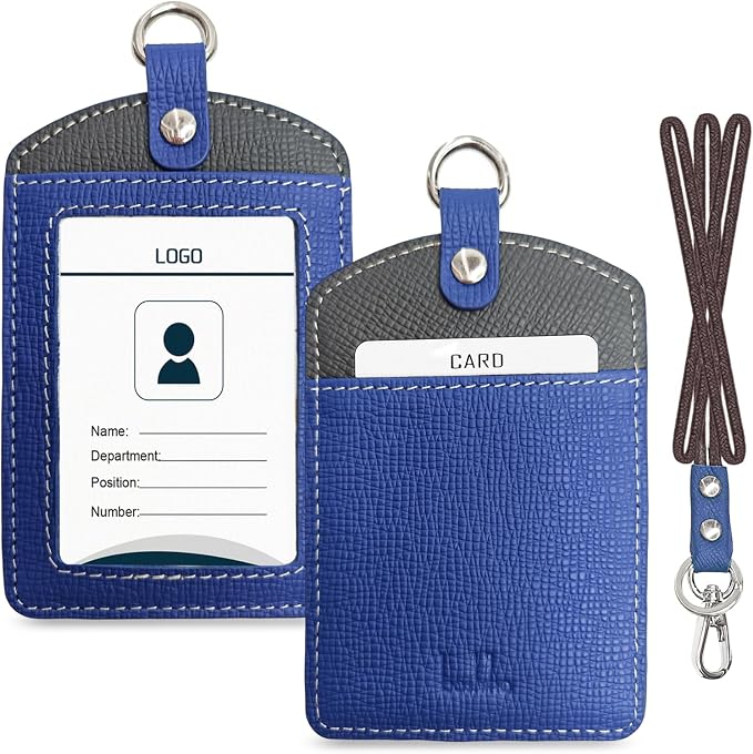 Badge Holder: Boshiho Cowhide Leather ID Badge Card Holder by boshiho