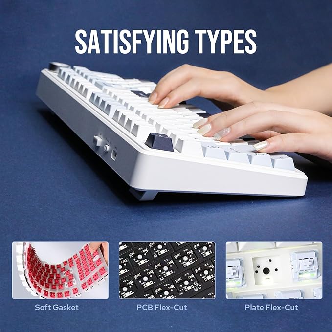 EPOMAKER X Aula F99 PRO Wireless Gaming Keyboard with 8000mAh Battery, Hot Swappable Creamy Keyboard, 2.4GHz/Type-C/BT5.0, NKRO, RGB Backlit for Win/Mac/Gaming (Blue&White)-DeskLoop Office