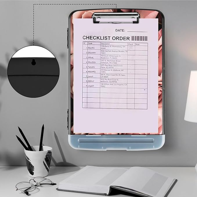 Clipboard with Storage, Heavy Duty Plastic Storage Clipboard with Low Profile - Image 4