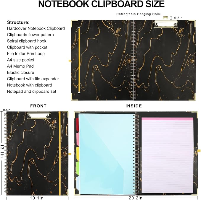 HWPRATO Clipboard with Notepad Clipfolio 5 Dividers with 10 Pockets Letter Size - Image 2
