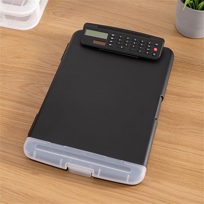Clipboard with Storage and Calculator, 9.84x14.37in File Folder Plastics - Image 3