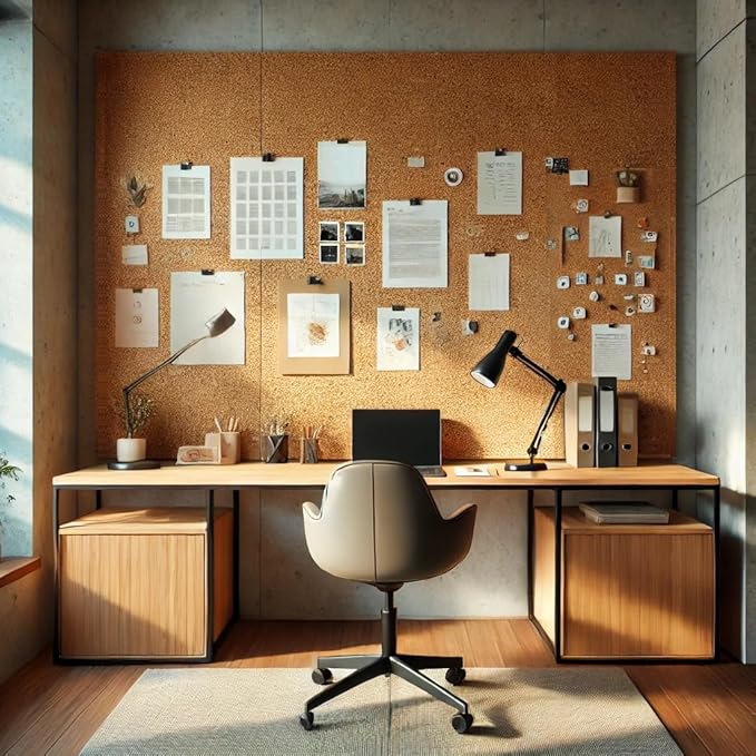 Manton Cork Premium Cork Roll - 4' x 8' x 1/4", 100% Natural Facing Grade Material for Bulletin Boards, Decorative Photo and Message Push Pin Displays - Perfect for Home, School, and Office-DeskLoop Office