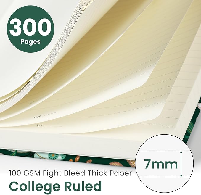 Lined Spiral Notebook Journal for Work, 300 Pages Thick B5 (7.1"x10") College Ruled Journal for Women & Writing, Hardcover Notebook for Note Taking, Perfect for Office Home School, Butterfly-DeskLoop Office