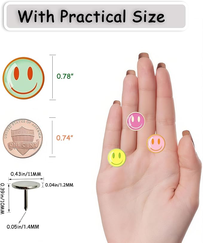 24Pcs Smiley Face Decorative Push Pins, Cute Thumb Tacks, Boarders - Image 4