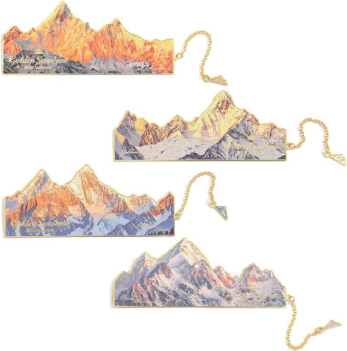 Vintage Bookmarks for Reading, 4 Pieces Sunshine Snow Mountain Book Marks by VYRANA