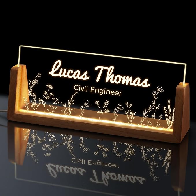 Custom Light Up Name Plate for Desk, Personalized LED Acrylic Name Sign by GifXifyCustomGifts