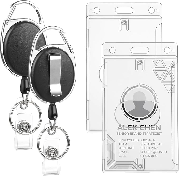 2 Set Badge Holder Retractable Clip Badge Reels - Image 4
