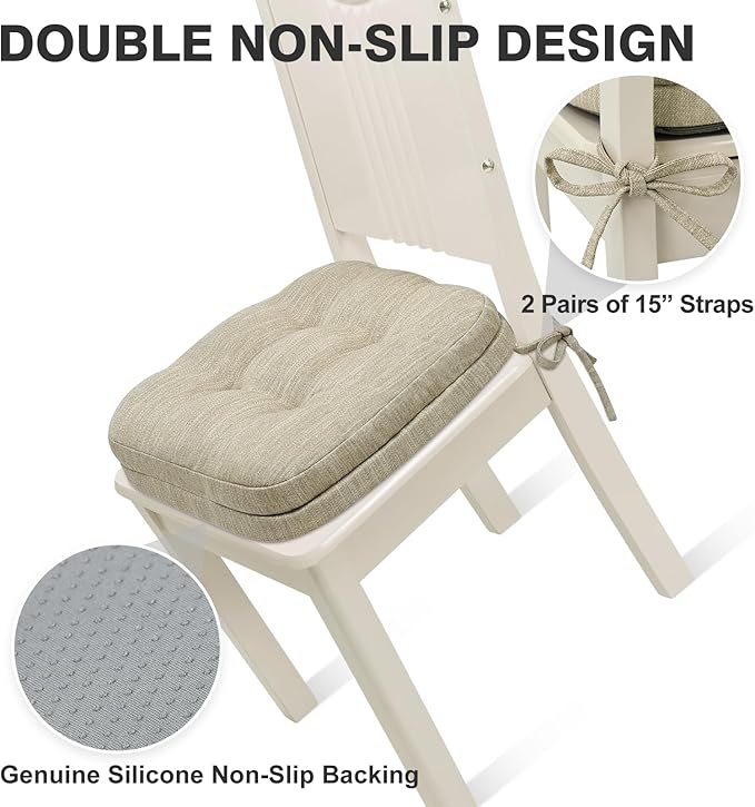 Shinnwa Dining Chair Cushions Set of 4, Dual-Layer Memory Foam Kitchen Chair - Image 5