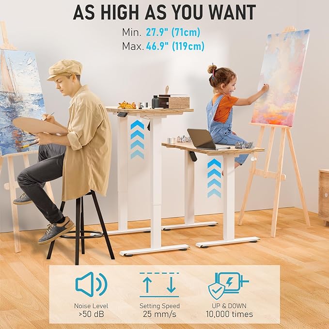 40 * 24 Electric Standing Desk, Adjustable Height Sit Stand Up Desk, Motorized Home Office Computer Gaming Workstation Desk-DeskLoop Office