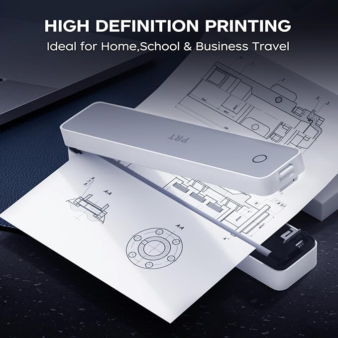 PRT Thermal Portable Printer Wireless for Travel, Inkless Bluetooth Support 8.5"x11" US Letter, A4, Compatible with iOS, Android, Laptop, Mobile Printer for Office, Vehicle, Home Use-DeskLoop Office