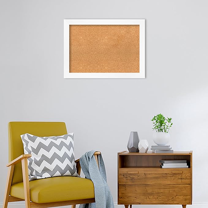 Amanti Art Natural Cork Board for Wall, 21x29 Vision Board with White Frame, Medium Corkboard Office Decor for Home Organization, Modern Corkboard Pinboard to Display Items for Home Organization in-DeskLoop Office