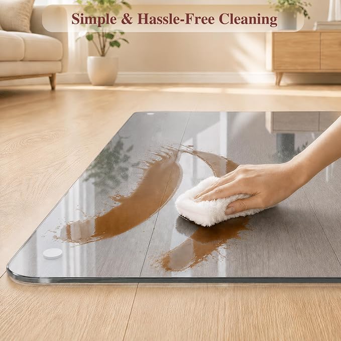 Tempered Glass Office Chair Mat, Scratch Resistant, Rounded Corners & Polished - Image 6