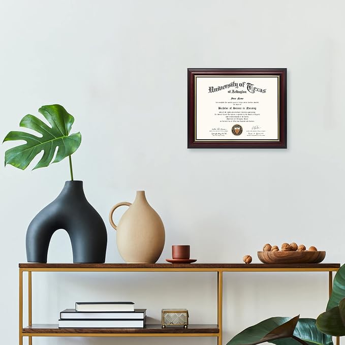 GraduationMall 8.5x11 Certificate Diploma Frame, Solid Wood & UV Protection - Image 2