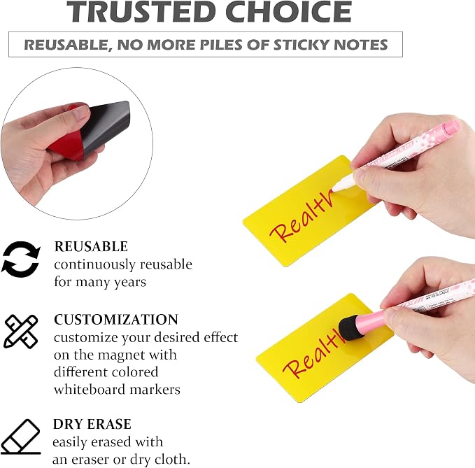 Realth Dry Erase Magnetic Labels Multicolor 2'' × 4'' 40 Pcs Reusable | - Image 5