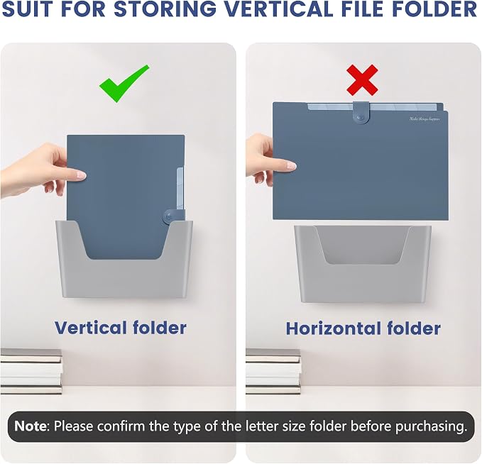 JOMOLA No Drilling File Holder 2 Pack Mail Organizer Wall Mount File Organizer - Image 7