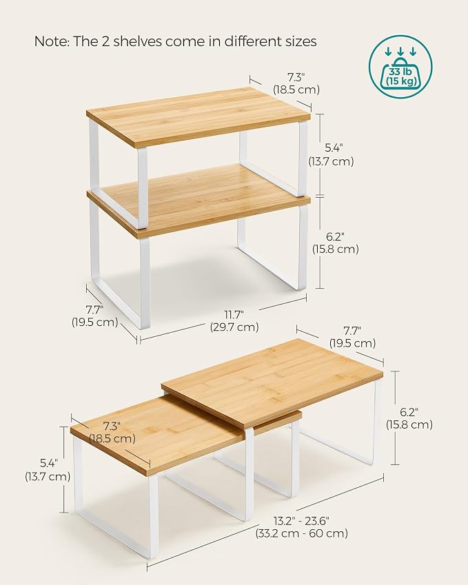SONGMICS Cabinet Organizer Shelf, Kitchen Storage, Spice Rack, Expandable - Image 2