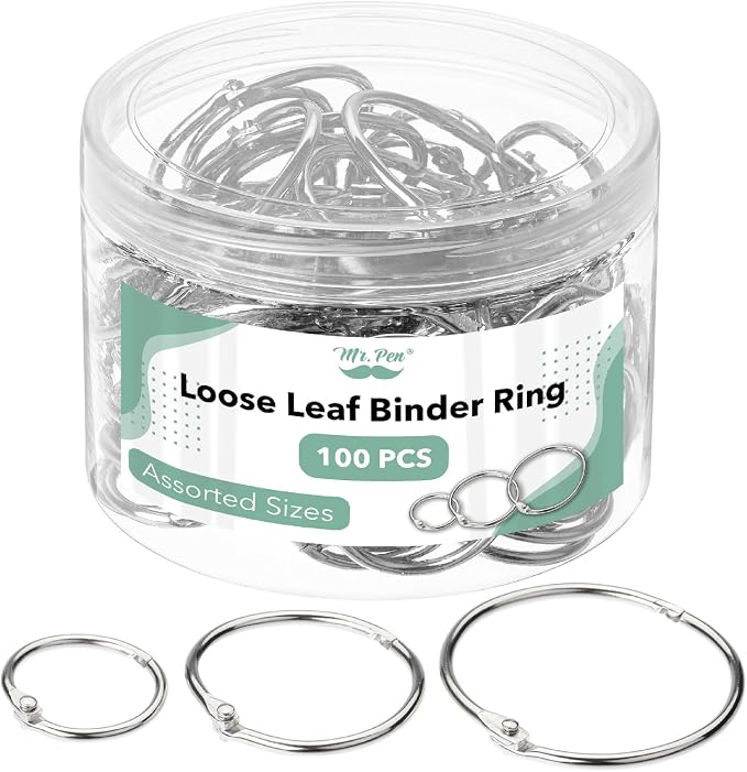 Mr. Pen- Loose Leaf Binder Ring, 100 Pack, 3 Sizes | Metal Loose Leaf Binder by MrPen