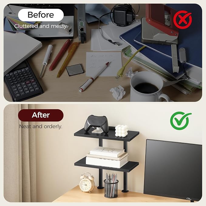 MAHANCRIS Clamp On Desk Organizer, 2-Tier Desktop Bookshelf, Adjustable Desk - Image 7
