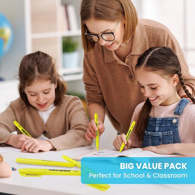 Taja 60 Pack Highlighters Yellow, Chisel Tip Markers - Image 5