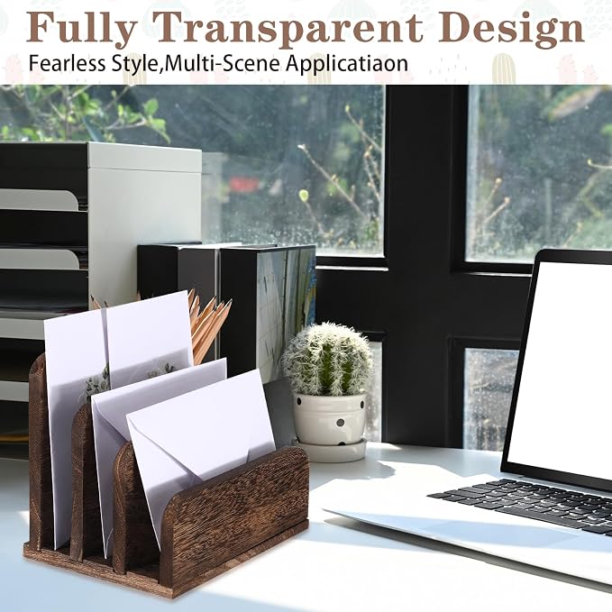 Briwooody Wooden Mail Organizer 3 Slots Mail Holder - Image 7