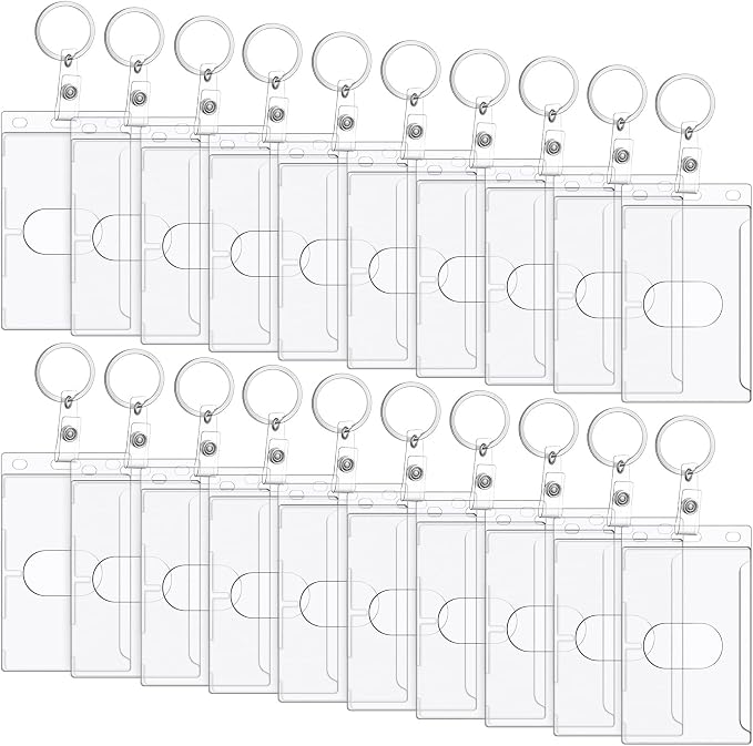 Marspark 20 Pack Keychain Card Holder Plastic Heavy Duty Badge Holder Vertical by Marspark