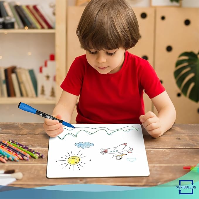 Scribbledo Small Dry Erase Whiteboard 24 Pc Value Set, Double Sided 9x12 | - Image 8