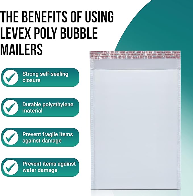Levex - #00 5" x 10" [5 Pack] Poly Bubble Mailers, Padded Envelope Mailers, Packing Envelope & Mailing Bags for Shipping-DeskLoop Office