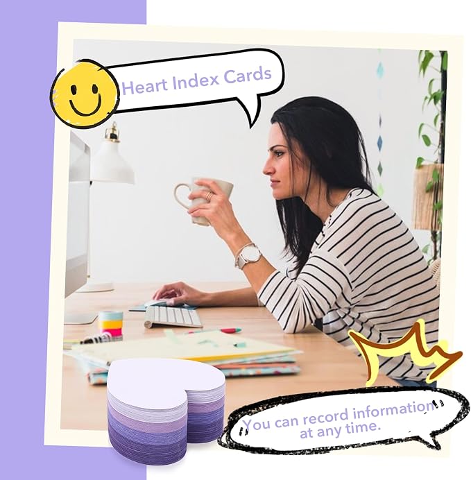 150 Pcs Purple Note Cards Heart Index Cards 3x3 Blank Index Cards Colors Study - Image 5