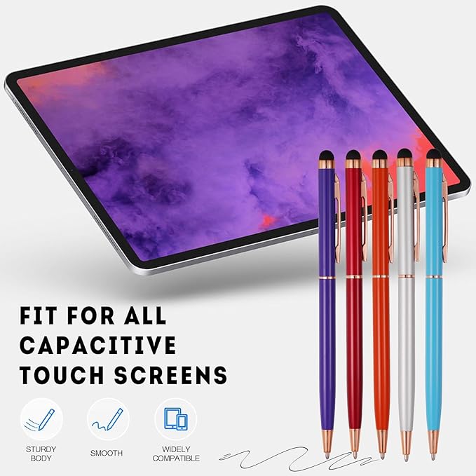 15 Pack Stylus Pens for Touch Screens Stylus Pen Compatible with Phone Tablets Kindle and Black Ink Ballpoint Pens-2 in 1 Stylists Pens (8005 Rose Gold B)-DeskLoop Office