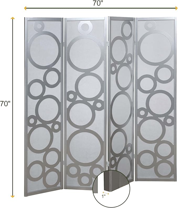 NicBex Room Divider 4 Panel Room Dividers with Circle Pattern Partition Room Dividers and Folding Privacy Screens Wall Divider for Home, Office, Room Separation,70" W x 1" D x 70" H, White+Silver-DeskLoop Office